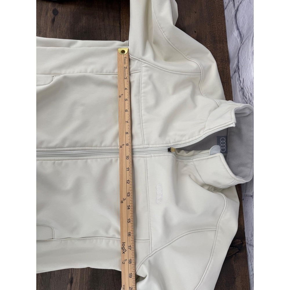 Audi Womens Softshell Jacket Cream Full Zip Fleece Lined Mock Neck Medium Logo - Picture 16 of 16